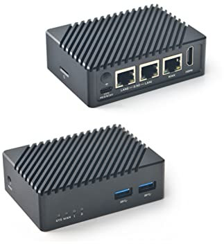 WayPonDEV FriendlyElec Nanopi R5S Mini Router OpenWRT with Three Gbps Ethernet Ports LPDDR4X 4GB RAM Based in RK3568 Soc for IOT NAS Smart Home Gateway Support Linux Ubuntu (with CNC Metal Case)