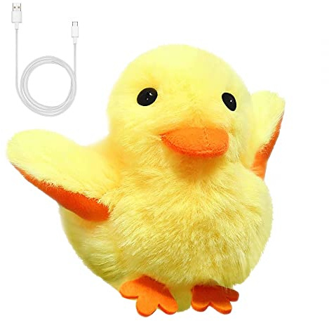 DONGKER Interactive Cat Kicker Duck Toy,USB Rechargeable Plush Cat Squeaking Flapping Duck Toys Washable for Indoor Cats Christmas Birthday Present (not include catnip)