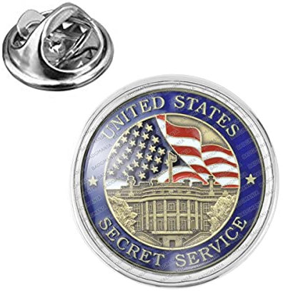 Badgmania Pin's Argenté 20mm USA Service Secret United States Drapeau USA Maison Blanche Logo 18mm Pins Bouton Epinglette