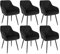 WOLTU 6er Set Esszimmerstühle mit Armlehne Rückenlehne, für Esszimmer Wohnzimmer Küche, Bequeme Küchenstühle gepolstert mit Samtbezug, Metallbeinen, Schwarz