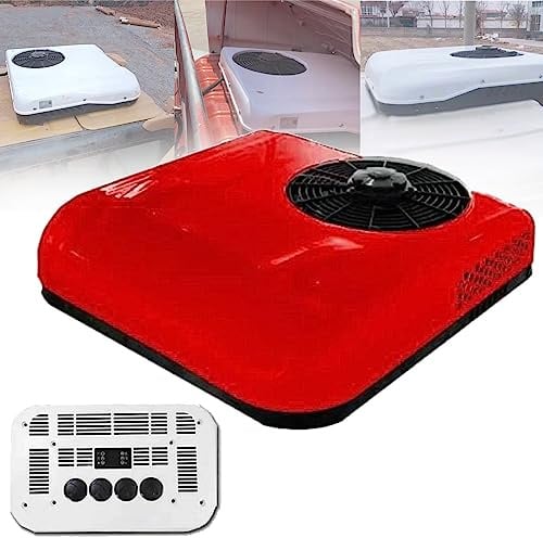ZWJABYY ELOMAS 12V/24V DC RV Klimaanlage RV Dachklimaanlage,elektrische Standklimaanlage Wohnmobil Klimaanlage für PKW RV LKW Camper Bagger,Red-12V