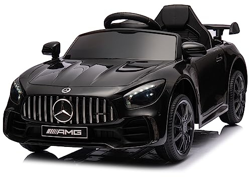Winado 12V Ride on Car, Licensed Mercedes Benz AMG GTR Battery Powered Electric Vehicle, w/Parent Remote, Wider Seat, LED Lights, Openable Doors, MP3 Player, Smooth Start, 3 Speeds - Black