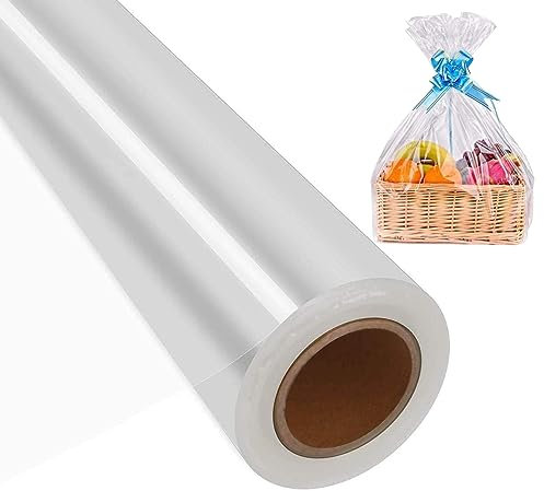 Papier Transparent Emballage 2,5 mil pour Fleur - Rouleau Cadeau Fleuriste, 40 CM x 30 M