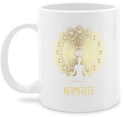 Tasse Tassen 325ml - Namaste Yoga Chakra Mandala - 325 ml - Weiß - spirituelle yoga-tasse joga fans kindertasse spirituell yoga+tasse meditation teetasse geschenke für mug motivtasse alles