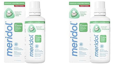 meridol Mundspülung Zahnfleischschutz & Frischer Atem 400ml - antibakterieller Effekt für gesunde Zähne & Zahnfleisch, 12h frischer Atem, ohne Alkohol (Packung mit 2)