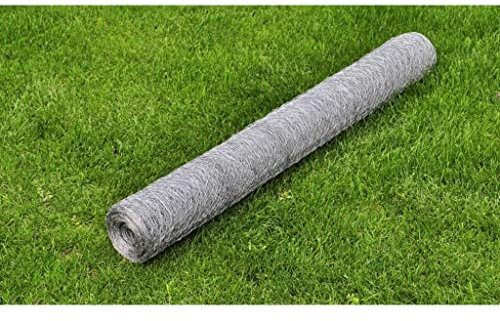 Homgoday Maschendrahtzaun für Hühnerstall, verzinkt, 25 x 0,75 m, Silber, Gartentor, Zaun für den Außenbereich, Tür für Gehege, Barriere für Cortilev l