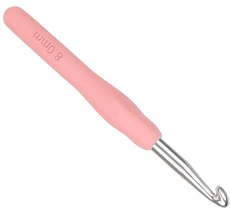 Coopay Häkelnadeln 8,0 mm, 1 Stück Bunt Metall Häkelnadel, Ergonomische Häkelnadeln mit Weichen Griff und Hochwertige Aluminium Häkeln, Häkelnadeln für Arthritische Hände, TPR Griff Häkelnadel 8 mm