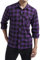 HISDERN Flanellhemd Herren Kariert Langarmhemden Regular Fit Button Down Baumwolle Warm Casual Herrenhemd Oktoberfest lila L