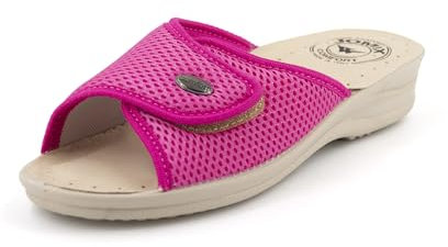JOMIX Ciabatte Donna Ortopediche Estive Pantofole Anatomiche Traspiranti con Chiusura a Strappo Antiscivolo Comode per Casa e Tempo Libero TD2366 Fuxia 39