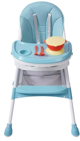 2 in 1 Kinderkraft Hochstuhl, Baby Esszimmerstuhl, Kinderhochstuhl mit Tisch Höhenverstellbar Kombihochstuhl Klappbar Baby Fütterungsstuhl mit Sicherheitsgurt und Fußstütze (Grün)