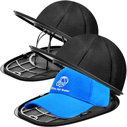 Eiito Hutwaschkäfig, Hutwascher für Baseballkappen, Mützen Waschmaschine mit Rahmen und Waschbeutel, hält die Hüte in Form, geeignet für Erwachsene und Kinder, 2 Stück, Schwarz