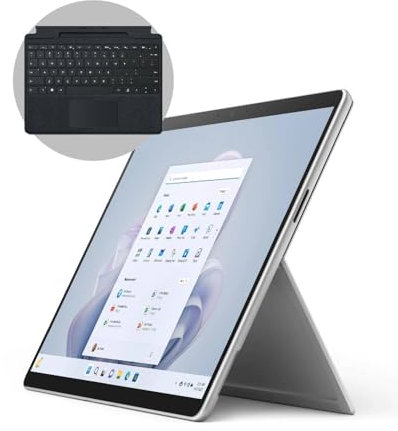 Microsoft Surface Pro 9 (Intel Core i5/8GB RAM/256GB SSD) - Platino + Cartera, Surface Pro Signature Type Cover - QWERTY - Black