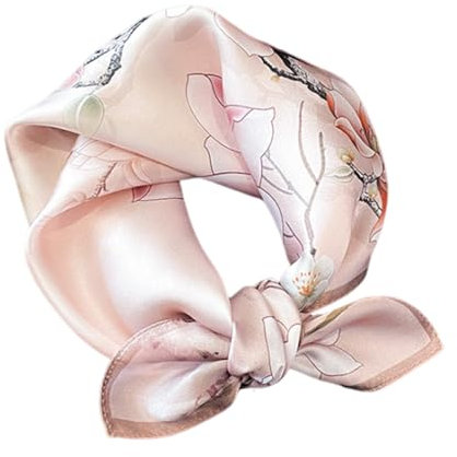 Aufeel Damen Schal aus 100% reiner Maulbeerseide, klein, quadratisch, Halstuch, Seide, Kopftuch, 53,3 x 53,3 cm, Rosa 6, Small