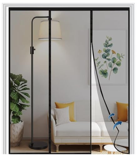 Zanzariera magnetica su misura, 195x270cm Zanzariera avvolgibile Zanzariera su misura Porta Tenda antimosche Porte balcone Porte scorrevoli, Nero