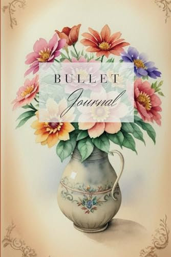6 x 9 in Bullet Journal , Vintage floral, Notebook, dotted