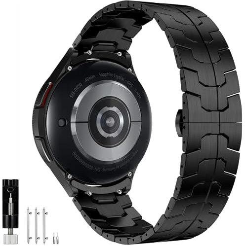 OTOPO Metall Armband for Galaxy Watch 4/6 Classic 47mm 46mm 43mm 42mm, Watch 7 6 5 4 FE Armbands 40mm 44mm, Keine Lücke Metallarmband Edelstahl Armband for Männer Frauen Schwarz