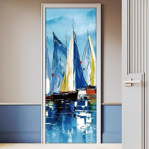 SOOOEC Türtapete selbstklebend TürPoster 3D Bewirken Fototapete Türfolie Poster Tapete Abnehmbar Wandtapete für Wohnzimmer Küche Schlafzimmer 77X200cm(DM214)