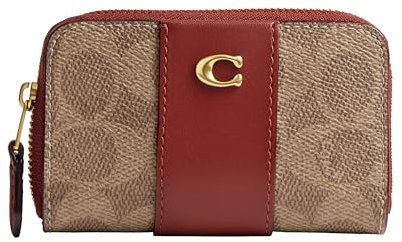 Coach Kleine Tasche mit umlaufendem Reißverschluss für Damen, Zubehör für Reisende, Kartenhüllen, B4/Tan/Rubin, Einheitsgröße