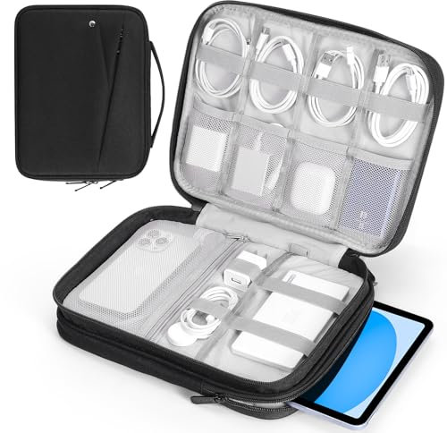 MoKo Borsa da 9-11 Pollice con Custodia per Tablet iPad Pro M4 & Air M2 2024, iPad 10th Gen 10,9, iPadAir 5/4th 10,9, Borsa per i-Pad a Doppio Strato con Maniglia per Trasporto Antiscivolo, Nero