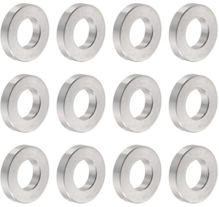 QUARKZMAN 12pcs M10 Separadores de Aluminio, Espaciadores Redondos de Metal Espaciadores Metálicos de Aluminio para M10 Tornillo Pernos, 10.5x20x4mm (ID*OD*Esp.)
