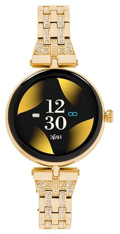 TECHMADE Smartwatch Niah Lyra, digitale Armbanduhr, Schmuck, AMOLED Display, Anrufe, Benachrichtigungen, SOS-Funktion, Sport, kompatibel mit iOS und Android (MET MEDIA GOLD)