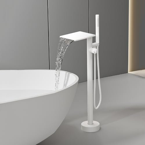 XJTNLB Mitigeur Douche Ilot Blanc Robinet Baignoire avec Douchette Robinet Mitigeur Baignoire Cascade et Douche Monotrou