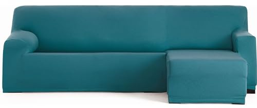 ECOMMERC3 Sofabezug für Chaiselongue, kurzer Arm rechts, bi-elastisch, atmungsaktiv, für Chaiselongue, Grün, Eserald, mit Gummibändern und Schaumstoff-Befestigung