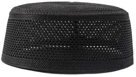 TWEW Herren Gestrickte Baumwolle Turban Gebetsmütze Atmungsaktive Kufi-Mützen Ramazan Hijabs Arabischer Hut Schwarz
