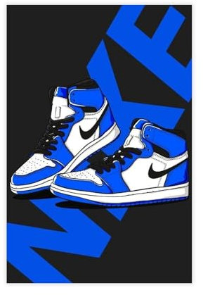 acalur Jordan 1 Nike Air Blue Logo Sport Fashion Leinwand Poster Schlafzimmer Dekor Landschaft Büro Zimmer Dekor Geschenk 40 x 60 cm