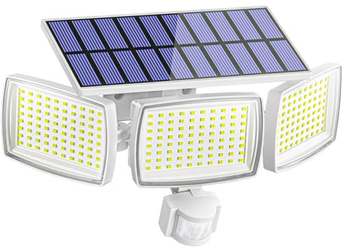 AIXPI Solar Security Lights Outdoor Motion Sensor, 240 LED Security Light with 3000mAh Battery & Large Solar Panel, 1600LM Floodlight IP65 Waterproof Wall Light for Yard Garage Garden, W-1 Pack
