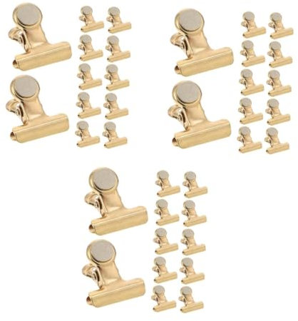 PRETYZOOM 3 Juegos Acortar Clip De Tarjeta De Visita Presilla Magnética Clips Magnéticos para Nevera Pequeños Clips De Carpeta Clips De Papel Pequeños Acero Inoxidable Golden 12 Uds * 3