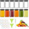 ZhouZGlass 12 Pcs Small Clear Glass Bottles with Lids, 2 oz Portable Leakproof Glass Jars with Funnels, Stickers, Lables, Wide Mouth Shot Bottles for Ginger Shots, Juice, Potion, Liquids, Whiskey