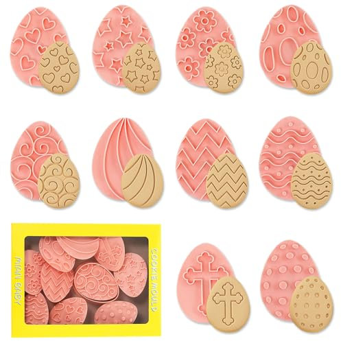Ausstechformen Ostern- 8Pcs Keksausstecher Ostern Set, 3D Plätzchenausstecher Ostern, Osterei Hasen Ausstecher Kinder, Osterausstecher Ostern Cookie Cutter Kekse Formen Stempel für DIY Backen Fondant