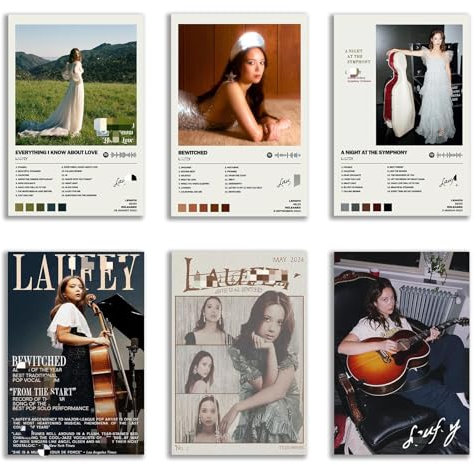 Laufey Albumcover-Poster, signiert, limitierte Auflage, ungerahmt, 20 x 30 cm, Raum, ästhetisch, scannbar, Song-Code, Musikposter, 6 Stück