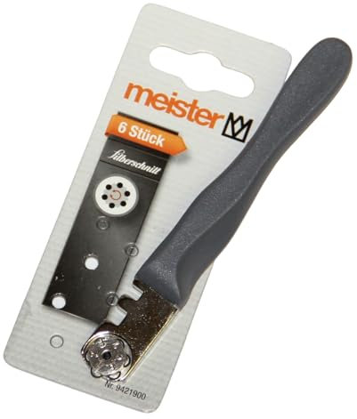 sopomarkt24 Glasschneider Silberschnitt, Made in Germany, inkl. 6 Ersatzrädchen, rostfreier Edelstahlkopf, für Glasstärken 3-10mm, ergonomischer Kunststoffgriff, präzise & langlebig, 130mm Länge