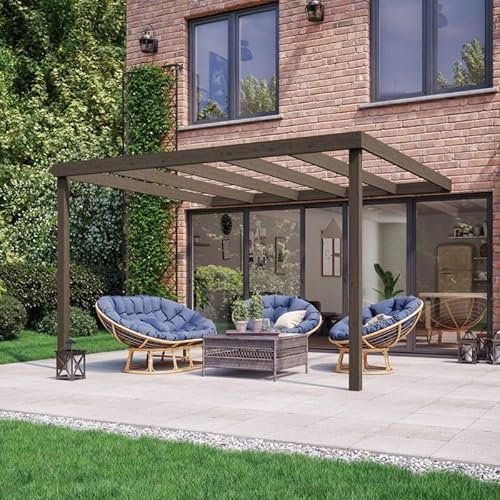 Buttercup Farm Wall Mounted Box Pergola - Wood - L240 x W420 x H270 cm - Rustic Brown