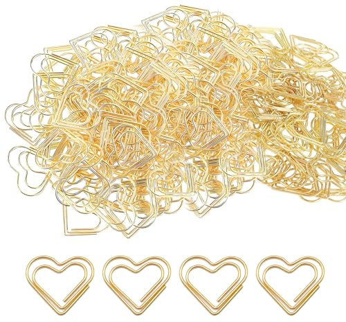 Büroklammern Motiv Herz 100 Stück Klein Büroklammern Gold Herz Büroklammer Metal Paper Clips Papierklammern für Büro Papier
