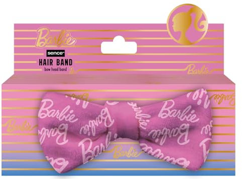 Barbie buntes puffy Makeup Haarband, Haar Zubehör und Mode Accessoire für Mädchen und Damen, Haargummi in rosa mit Schleife in einer schönen Box, Geschenke für Frauen und Mädchen von Sence (1 Stück)