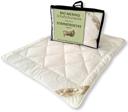 Meivita Bio Merino Schafschurwolle Kinder Sommerdecke Bezug aus KBA und Füllung aus kbT in 100x135 cm