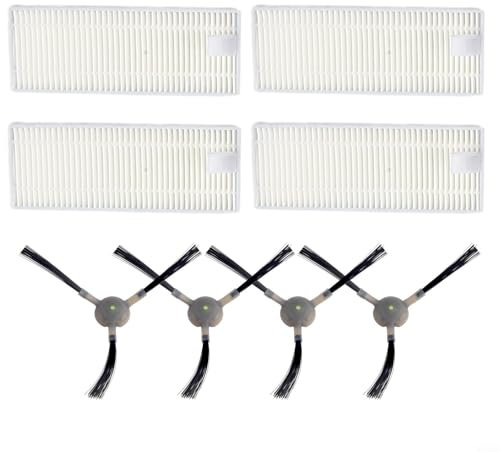 Efficiente kit di pulizia per robot aspirapolvere F1 contiene 4 spazzole laterali e 4 filtri HEPA accessori di ricambio per una manutenzione regolare