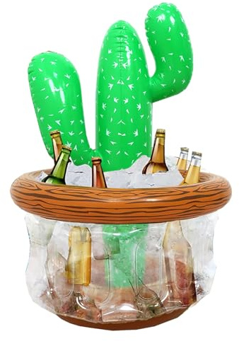 Seau à Glace Gonflable en Forme de Palmier, Bar Flottant pour Piscine en Forme de Cocotier, pour Piscine, Plage et Fêtes Luau(Brown)