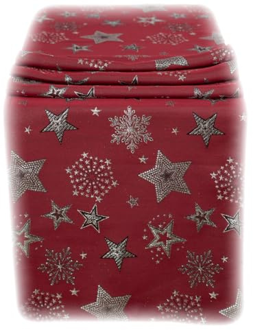 texpot Tischläufer 40 x 140 cm Rot Stickerei Sterne Weihnachten Tischband