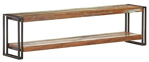 Yunovire Mobile TV 150 x 30 x 40 cm, in legno massiccio riciclato, stile industriale, telaio in ferro, per soggiorno, camera da letto, robusta console TV