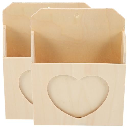 Gatuida 2 Stück Selbstgemacht Holz Aufbewahrungsboxen zum Bemalen Natürliche Holzkisten mit Herzmotiv Leere Bastelboxen für Kreative Schreibwaren Aufbewahrung
