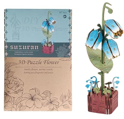 Blumenpuzzle aus Holz – 3D-Puzzle-Bastelset | Lustiges kreatives DIY-Modell | Aktivität für Familien im Klassenzimmer für Kinder | Tisch-Mittelstück-Regaldisplay | Künstlerisches Geschenk-Wohndekorpro