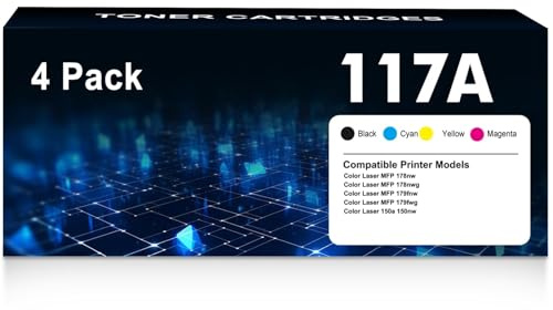 117A MFP 179FWG 178NWG Kompatibel für HP 117A Toner Set 4er-Pack | Kompatibel für HP Color Laser MFP 178nwg 179fwg 150nw 179fnw 178nw 150a 179 178 150 W2070A W2071A W2072A W2073A Toner