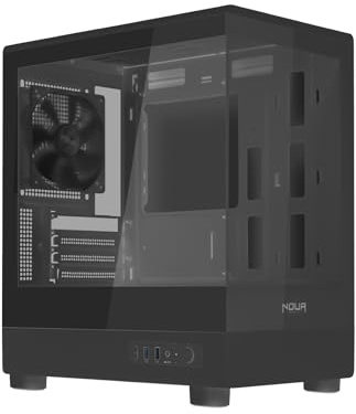 Noua Fobia LK200, Case PC Gaming Micro-ATX, Ventola Nera 120mm, Case Micro Tower per Computer Doppio Vetro Temperato Panoramico, Nero