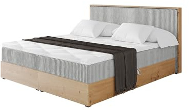 ALTDECOR Boxspringbett mit Matratze und Lattenrost, Topper, Polsterbett mit Bettkasten, Bett mit Stauraum H4-Matratze, Doppelbett, Boxbett - LOLLI9 Grau 120x200