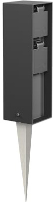 ledscom.de Garten-Steckdosen-Säule POKU mit Erdspieß für außen, IP44, 2-fach, anthrazit, eckig, 23cm