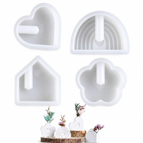 4 stampi in silicone per vaso, stampi per gesso da colare, stampi in silicone per gesso, resina, cera Raysin, stampi in silicone per decorazioni fai da te, portacandele, composizioni floreali, sapone